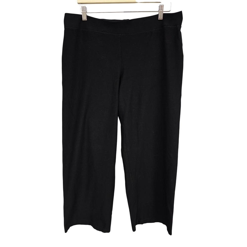 Eileen Fisher Pant Women L Black Pull On Stretch Straight Leg Minimalist Classic